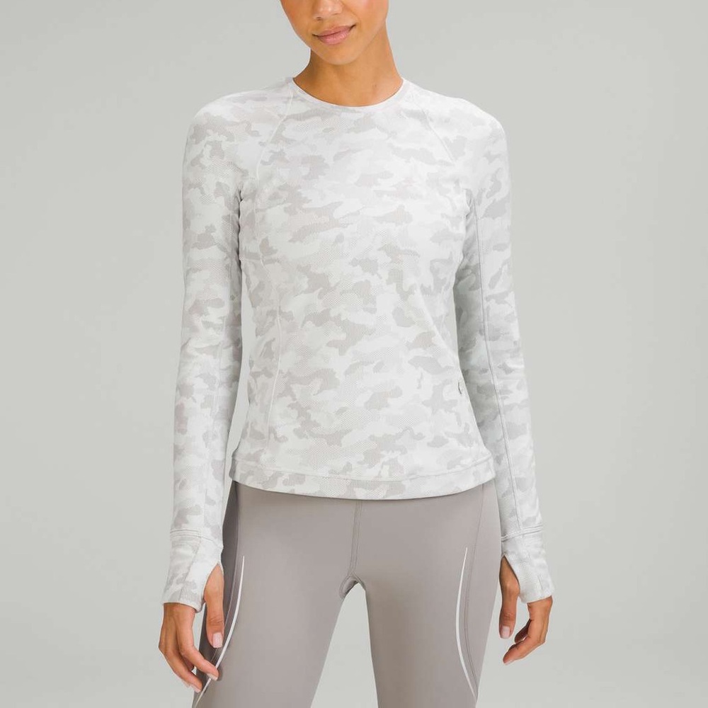 Lululemon Its Rulu Run Long Sleeve Shirt Heritage Camo Jacquard Vapor Gull Grey